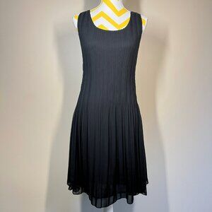 Veeca Semi-Sheer Pleated Cocktail Midi Dress • Black • Size XS